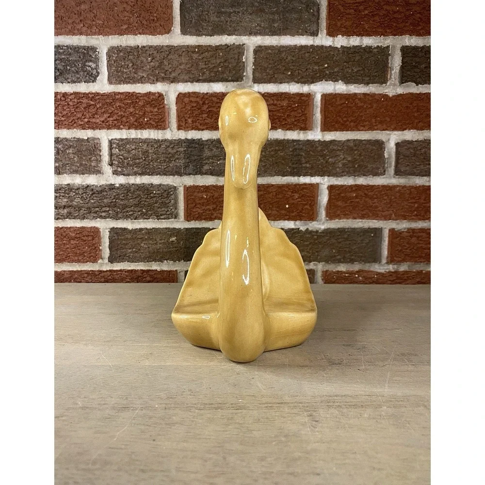 Vtg Swan Towel Holder Retro Ceramic Hand Towel Décor Japan 80s Harvest‎ Gold